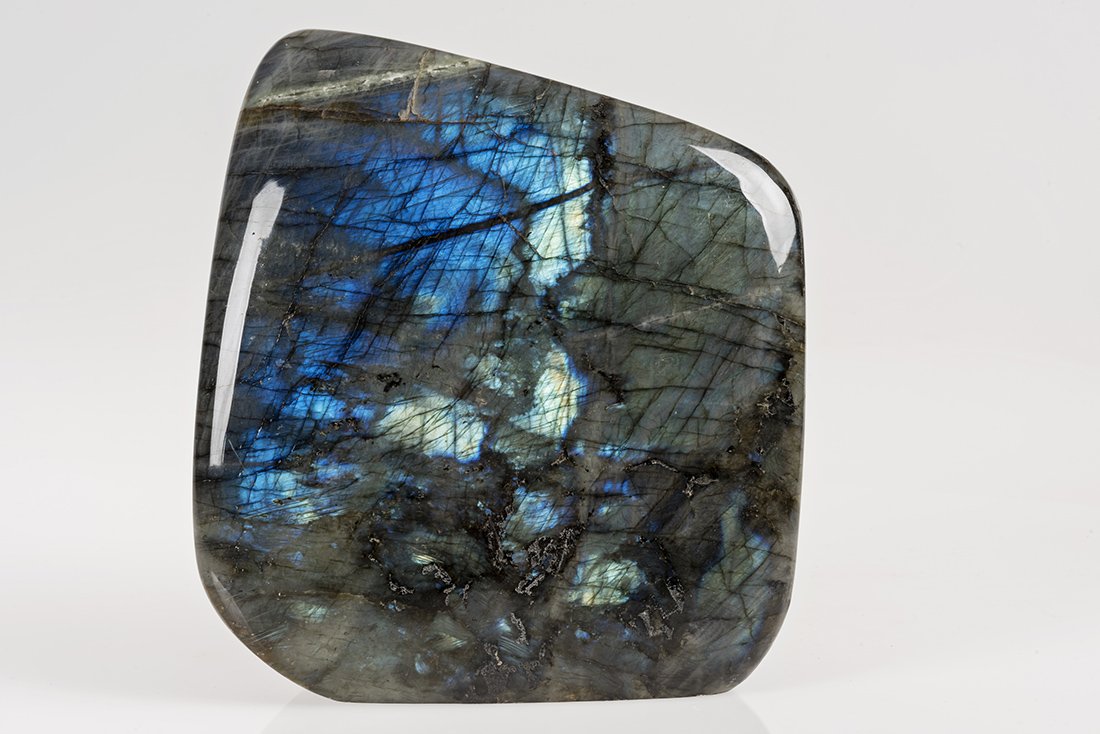 Rainbow Electrolyte: LABRADORITE FREEFORM Tulear Province, Madagascar 7” X 6” X 2.25” Good Condition Authenticated by noted natural history authority David Herskowitz Labradorite is a feldspar mineral; a form of cry
