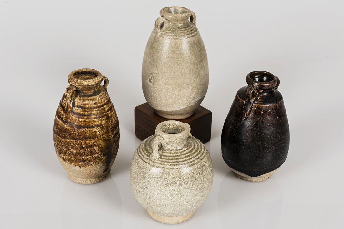 Ming Dynasty Sawankhalok Celadon and Brownware Jarlets (1 of 8)