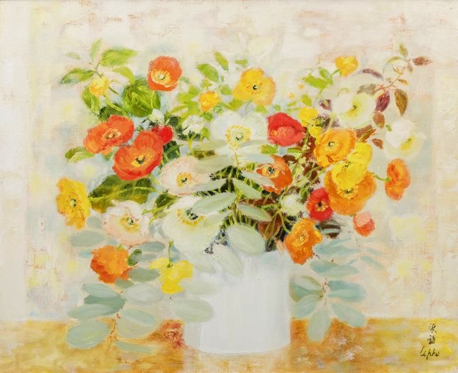 Le Pho (1907-2001) Les Poppies Fond Blanc, (1 of 10)
