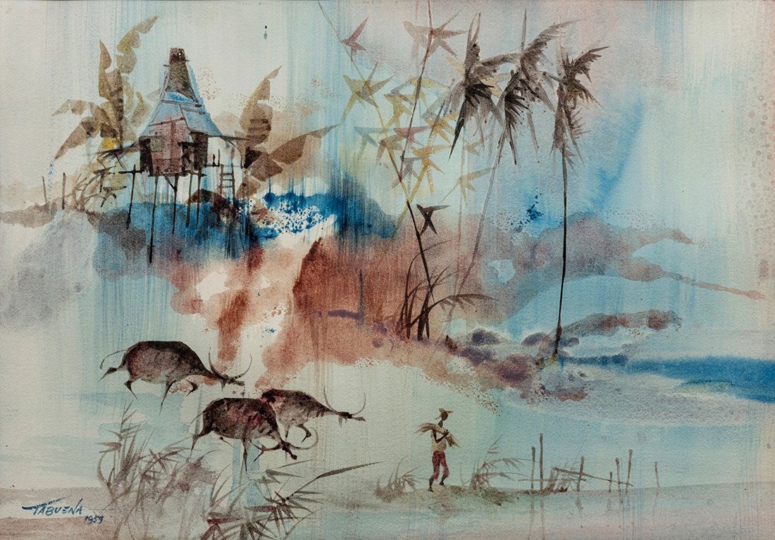 Romeo Tabuena (1921-2015) Villager with Carabao, 1959 (1 of 9)