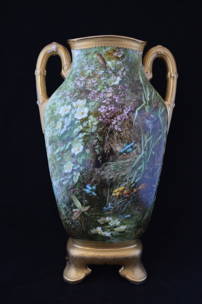Signed N. Vivien Vase - Magnificent Birds and Flowers (1 of 10)