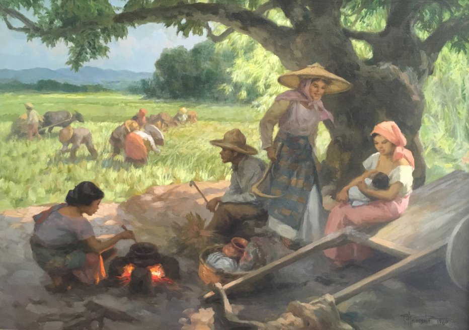 Fernando Amorsolo(1892-1972) O/C "Under the Mango Tree"