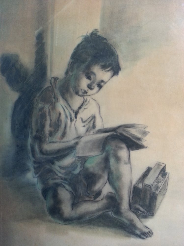 Tran Van Tho (Vietnam b. 1917) Gouache on Silk (1 of 6)