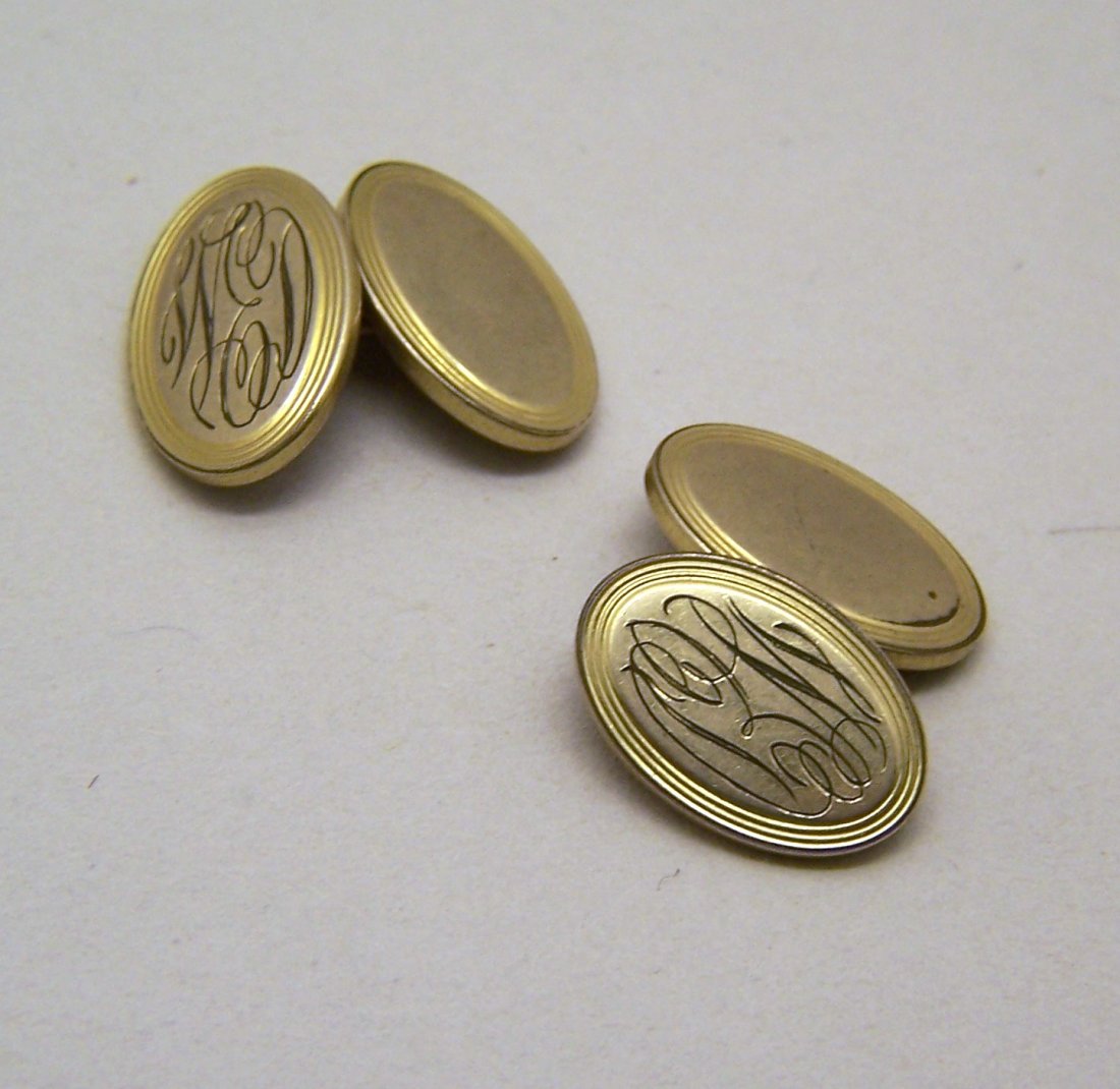 Art Deco 14k gold plated KREMENTZ plate cufflinks set