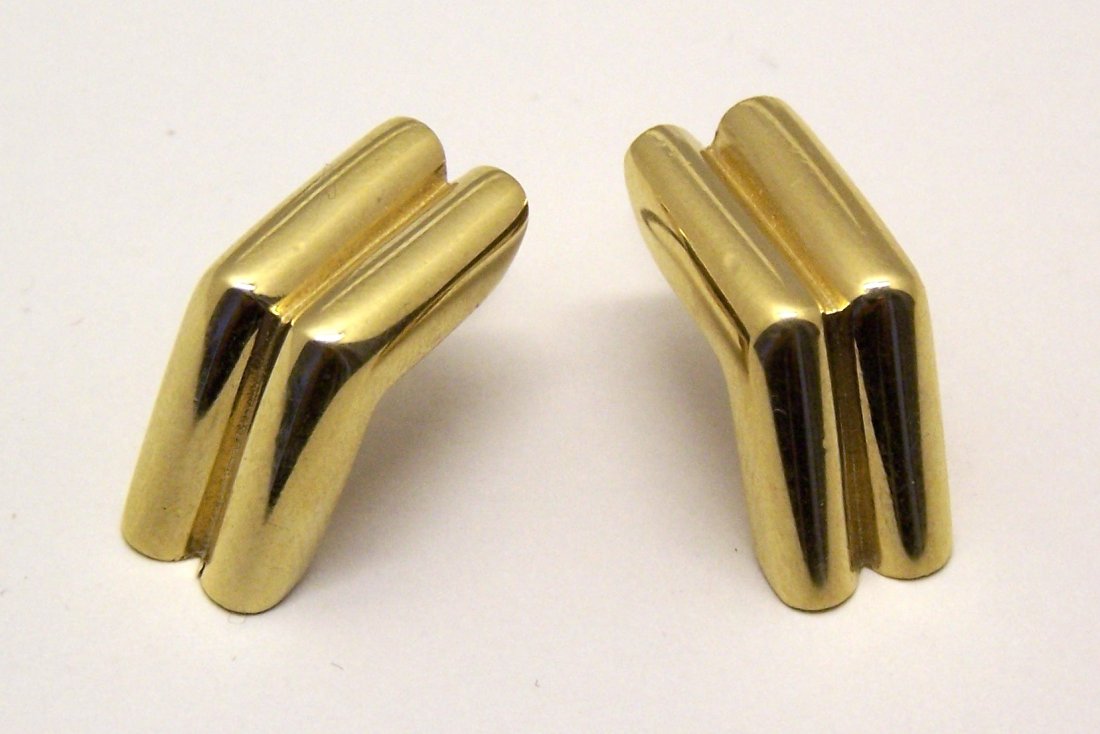 vintage gold tone MONET modernist earrings set: measures 15/16" long by 3/8" wide, weights 8.8 grams, marked Monet, in great condition
