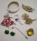 vintage gold tone enamel brooch pin earrings pearl lot