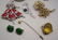 vintage gold tone enamel brooch pin earrings pearl lot - 2