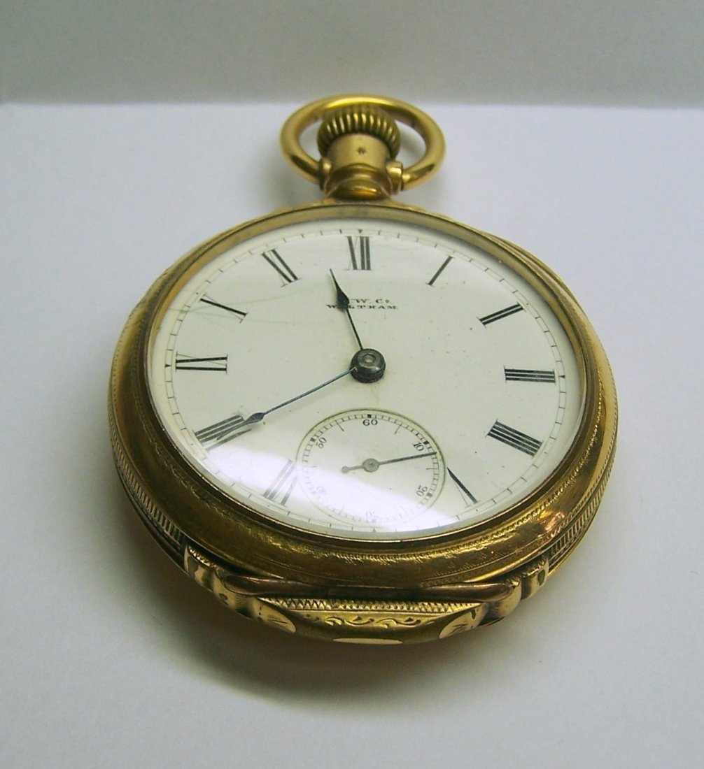Vintage 14k Gf Awc Waltham Pocket Watch