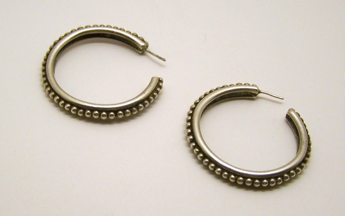 STEPHEN DWECK sterling silver large hoop earrings: measures 1 11/16" long by 3/16" wide, weights 27.2 grams, in great condition