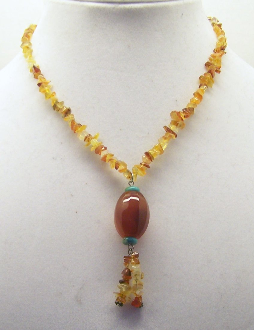 carnelian turquoise necklace: measures 16 3/4" long, weights 32 grams, in great condition