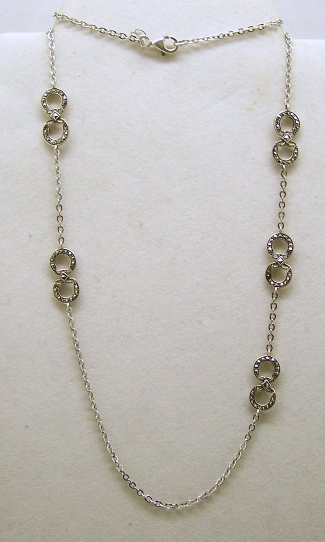 JUDITH JACK sterling marcasite necklace: measures 24" long, weights 10.8 grams, in great condition