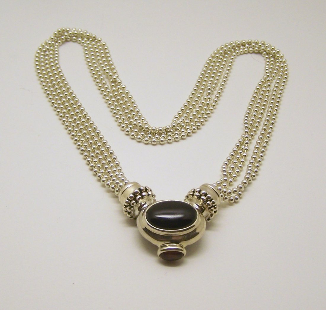 JOSEPH ESPOSITO ESPO SIG sterling silver necklace: measures 19" long by 1/2" wide, weights 57 grams, in good condition