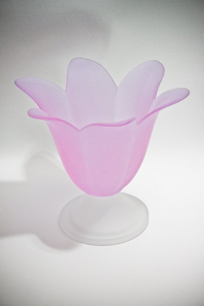 Delicate Frosted Chameleon Glass Purple BlueÂ Blooming: Delicate Frosted Chameleon Glass Purple BlueÂ Blooming Flower Planter Vase - color change withÂ lighting and surroundings 7â€ tall
