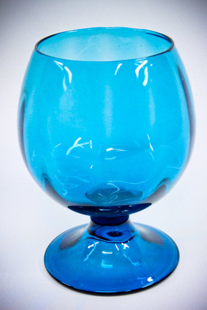 Blue Blenko Glass Compote Vase Footed Bowl Planter 5in: Blue Blenko Glass Compote Vase Footed Bowl Planter 5in x 7in