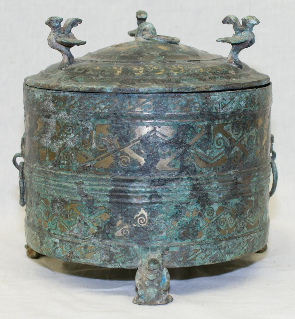 Archaic bronze vessel with inlaid. Han/Warring States (1 of 8)