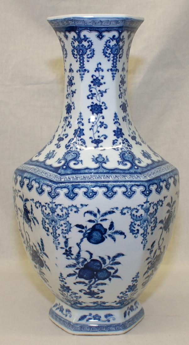 Blue and white 6-sided vase. Qing Qianlong Mark. (1 of 6)
