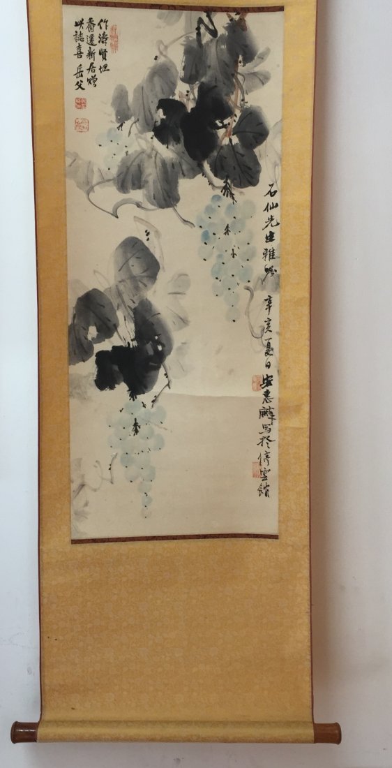 Old painting scroll.: Old painting scroll. Inside painting 13 x 32 inches (33 x 81.3 cm.)