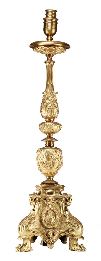 Tiffany Studios Gold Dore Bronze Altar Candlestick (1 of 7)