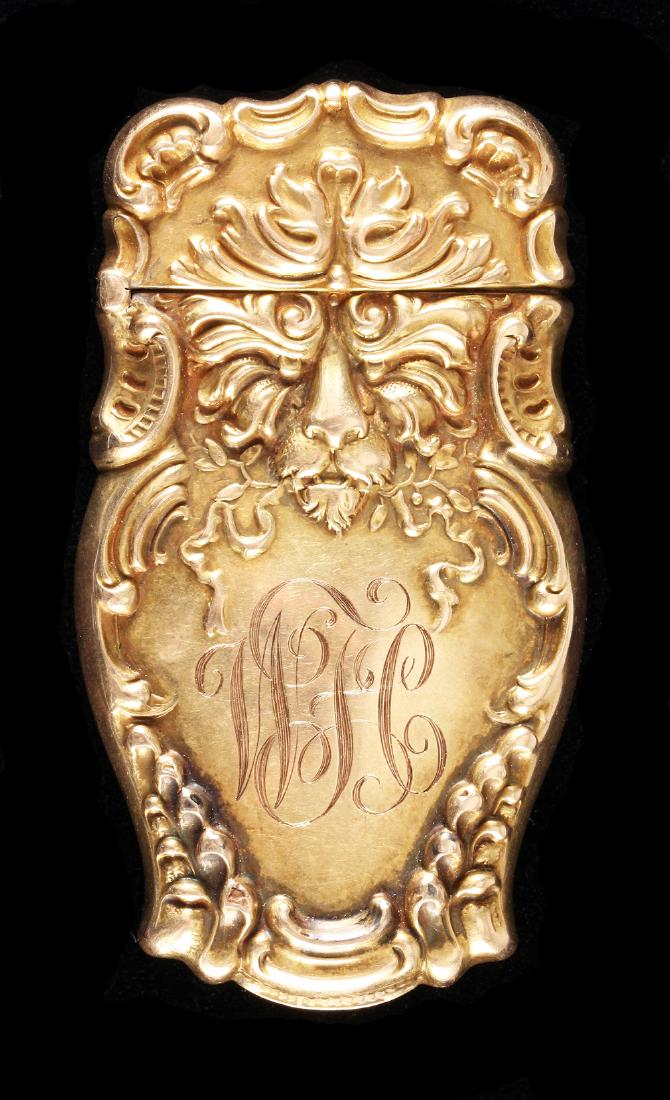 American 14K Gold Match Safe Vesta with Lion Masks (1 of 7)