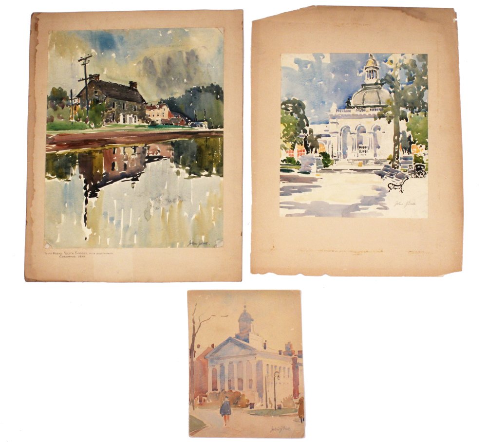 Three John J. Dull (American 1859-1849) Watercolors (1 of 12)