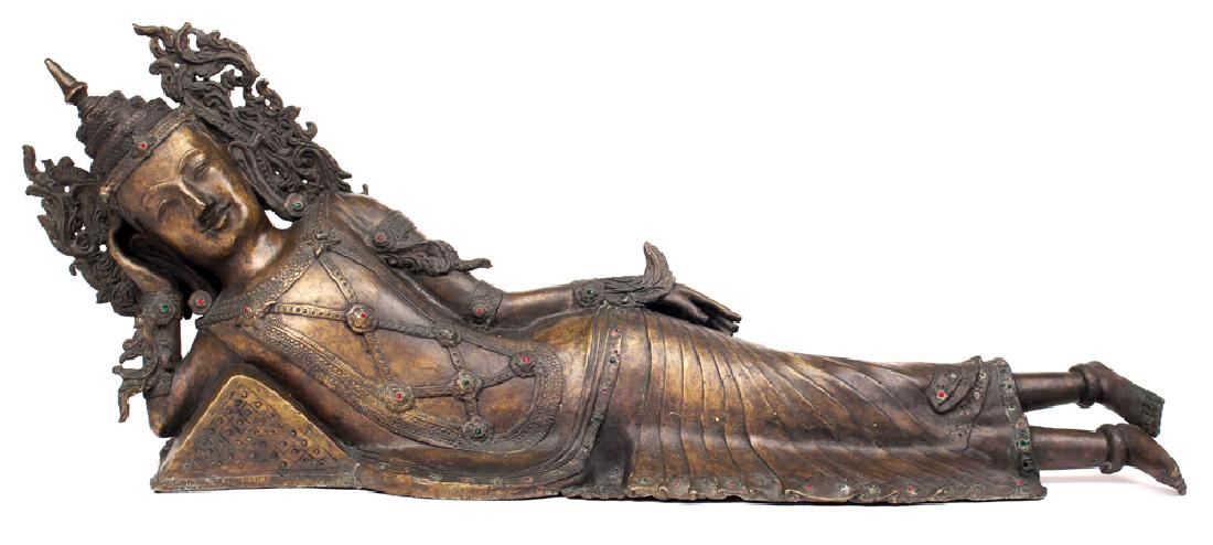 Large Thai 20th C. Bronze Reclining Buddha (1 of 8)