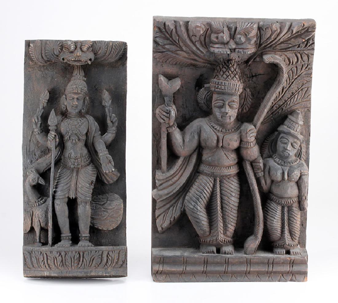 Two Indian Carved Wood Panels D4SD2 (1 of 20)