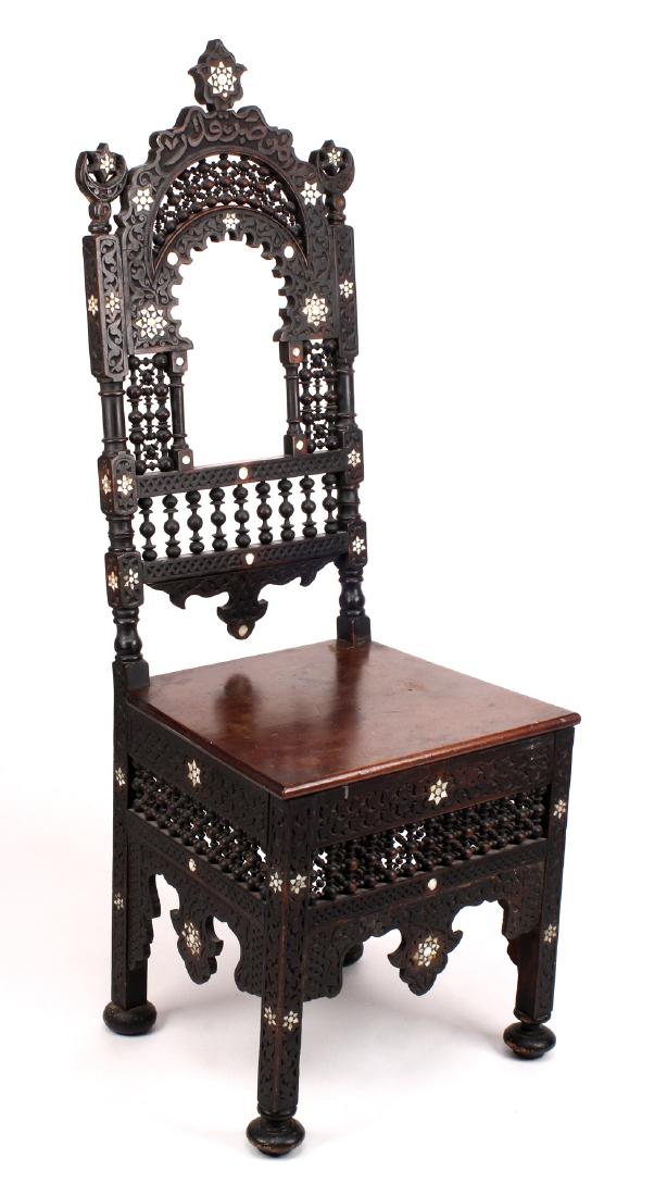 Middle Eastern 19th C. Mother of Pearl & Rosewood Chair (1 of 8)