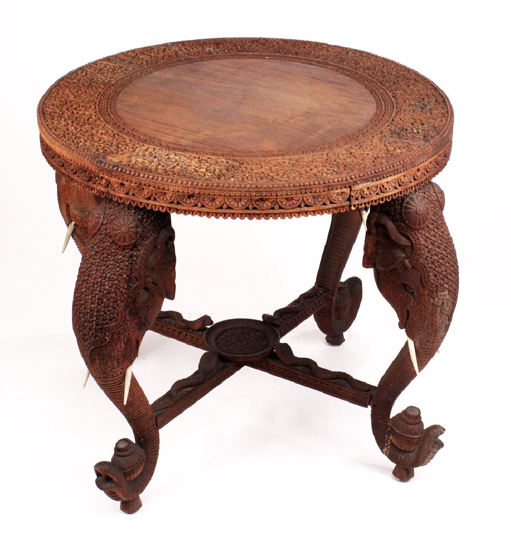 Ceylonese Carved Circular Teak Table (1 of 12)