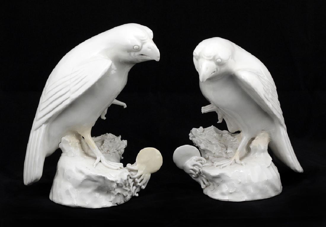 Pair of Chinese 18th C. Blanc de Chine Porcelain Raptor (1 of 11)