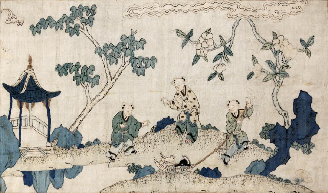 Chinese Qing Dynasty Framed Kessu Panel (1 of 5)