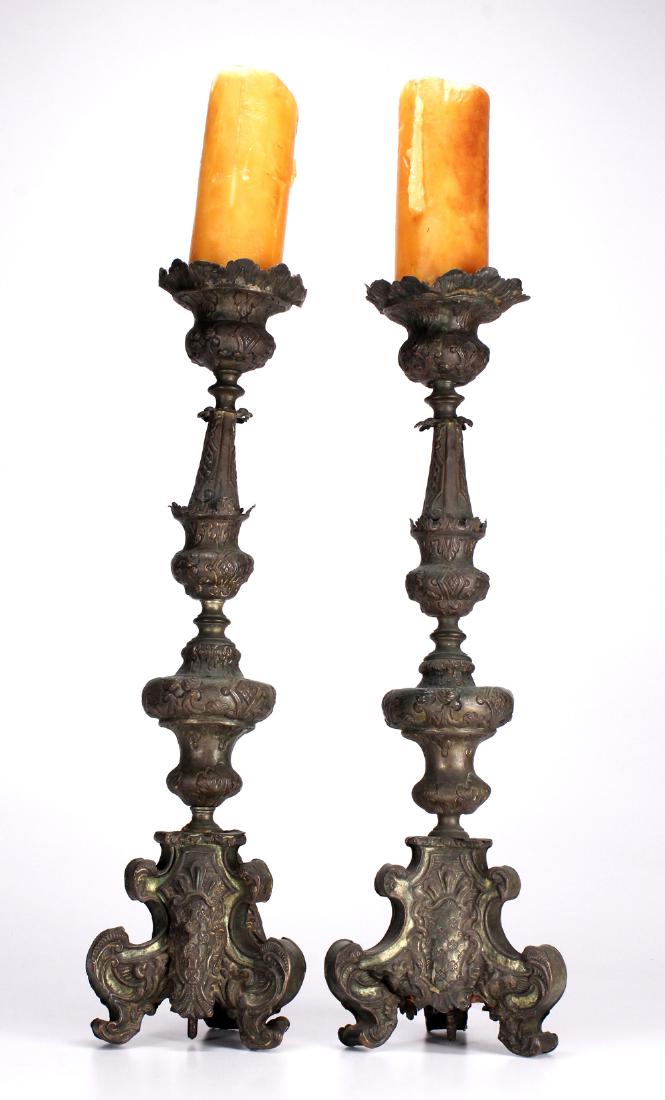 Pair of Continental 18th C. Baroque Pricket Sticks (1 of 7)