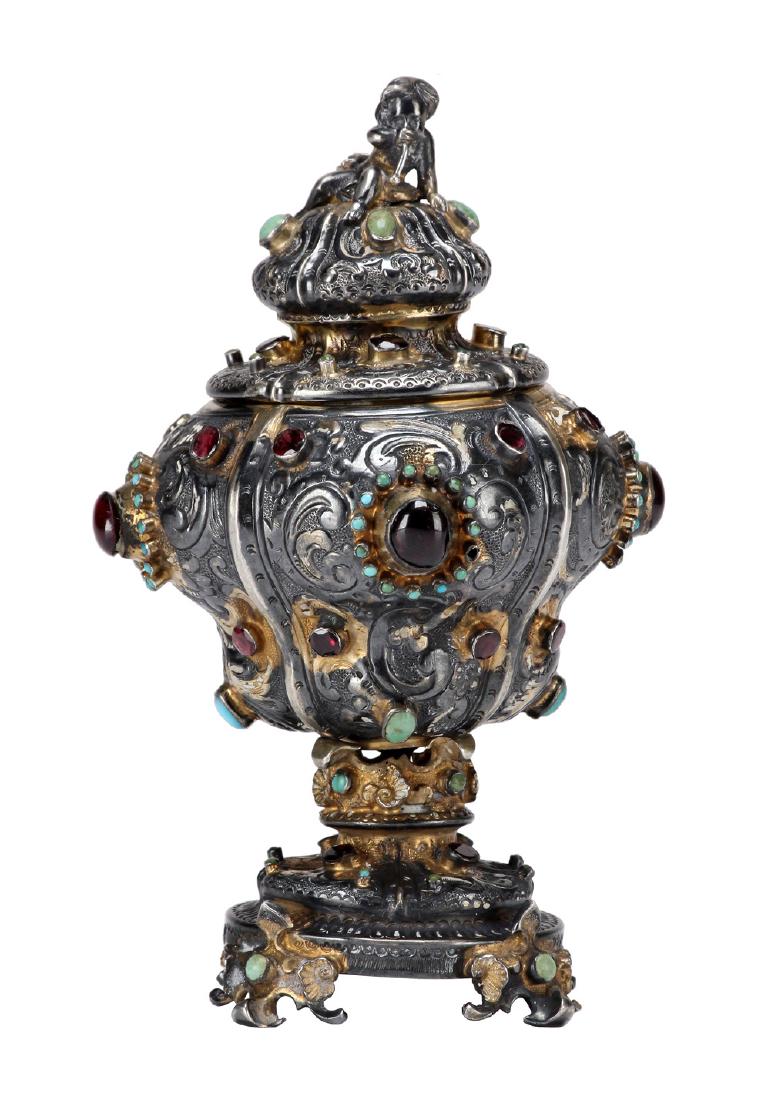 Austrian 18th / 19th C. Silver Gilt Urn with Inset Gems (1 of 14)