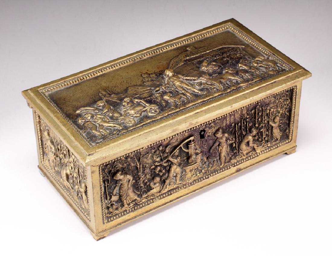 Continental Brass Box with Bas Relief Panels (1 of 9)