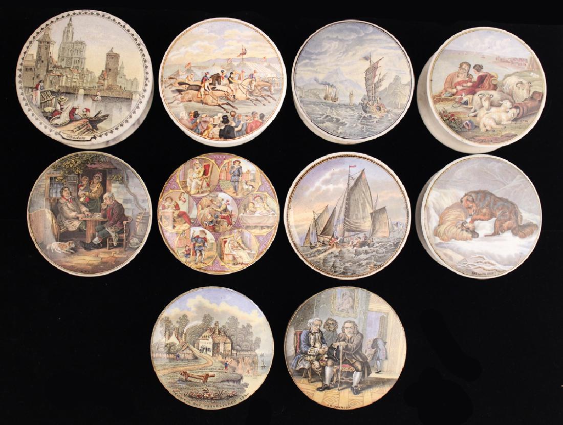 Ten English Victorian Prattware Lidded Ceramic Boxes (1 of 13)