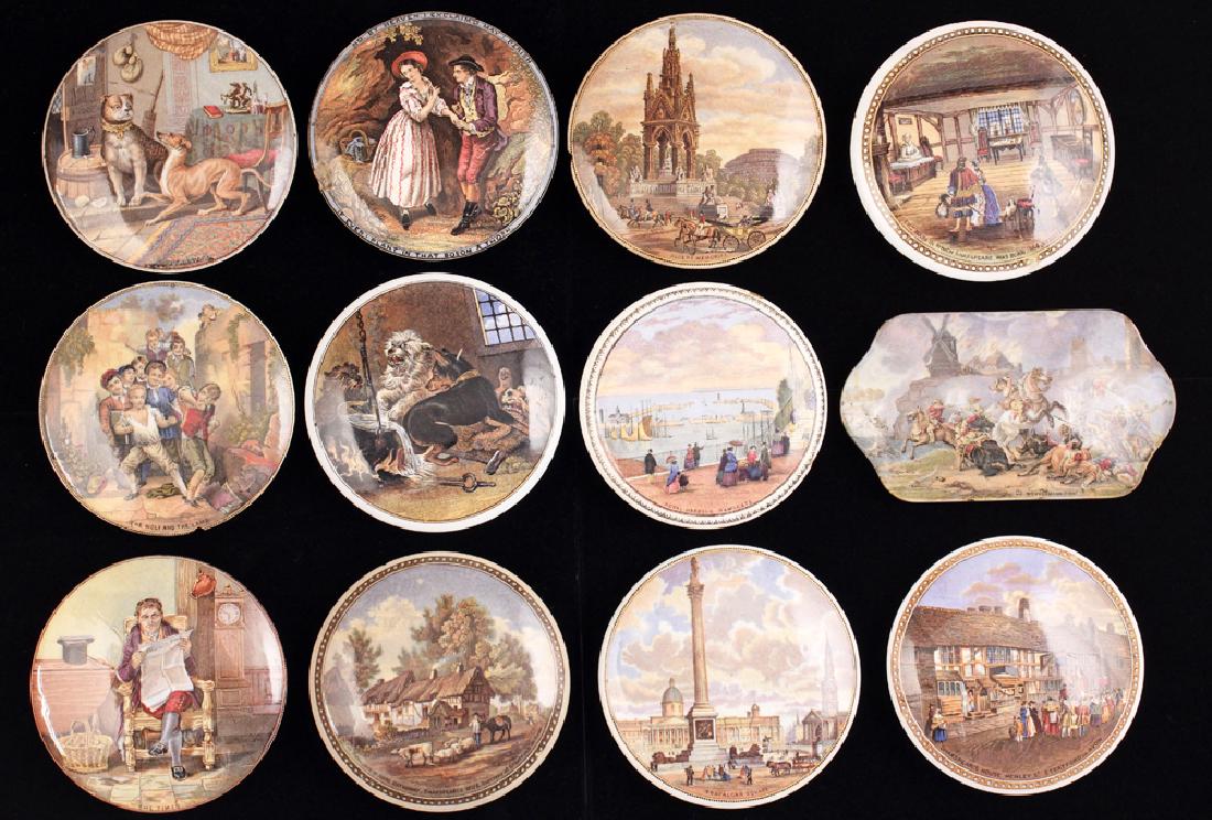 Twelve English Prattware Porcelain Lids. (1 of 9)