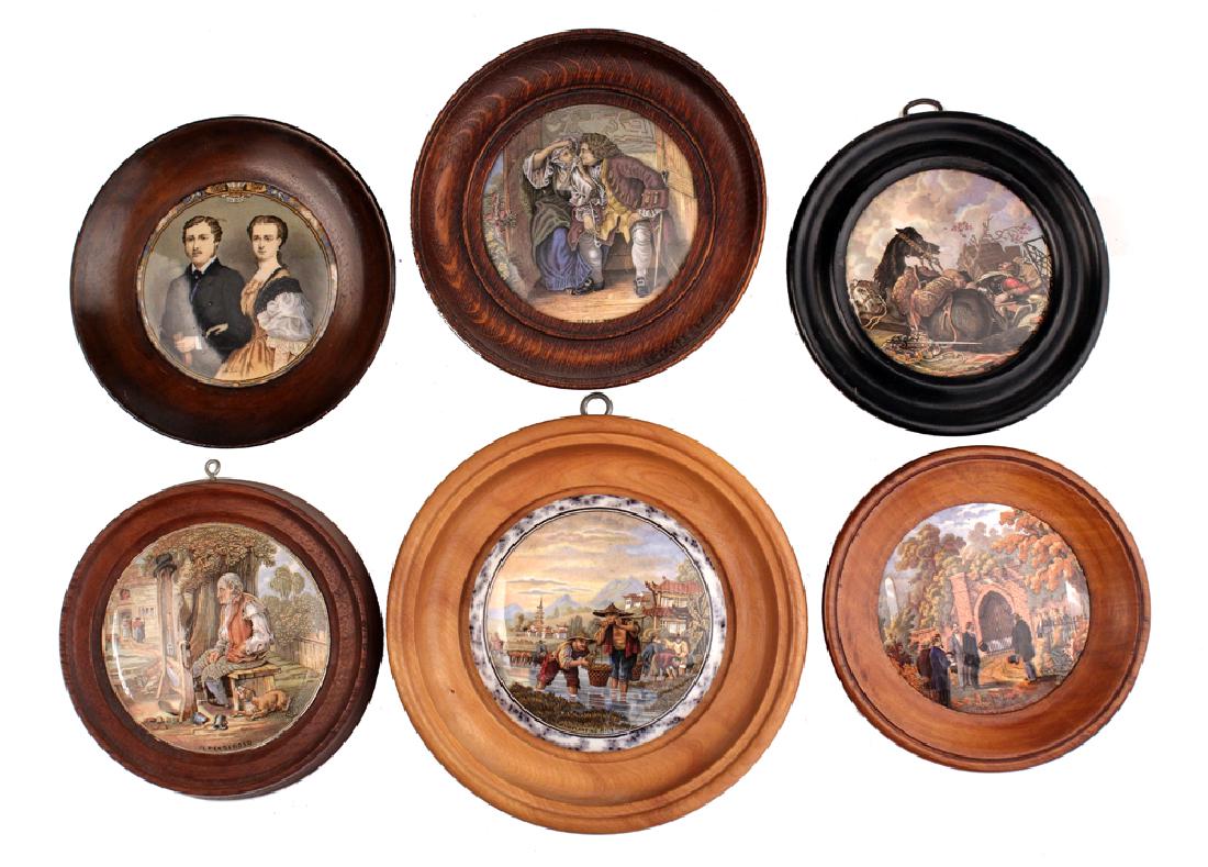 Six Framed English Prattware Porcelain Lids (1 of 5)