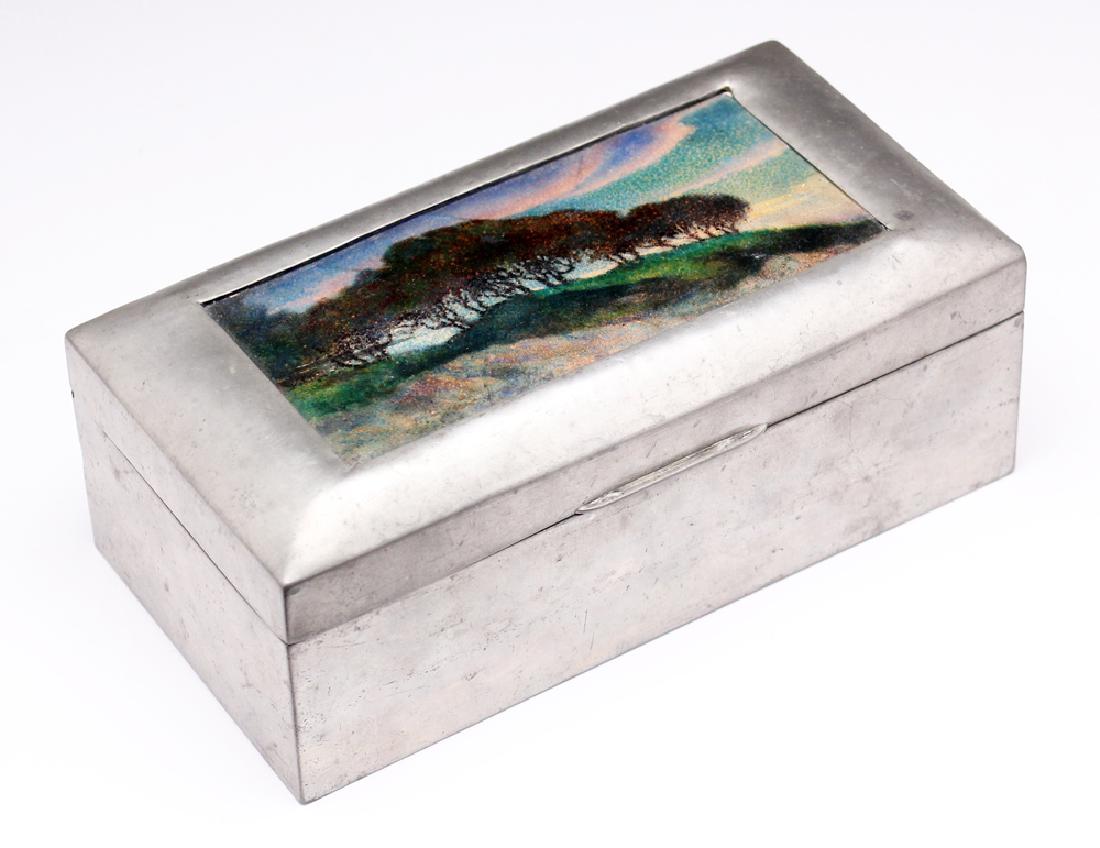 English Liberty & Co. Tudric Enameled Pewter Hinged Box (1 of 8)