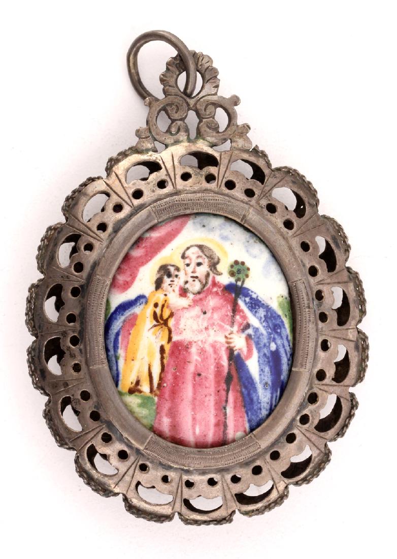 Spanish 17th / 18th C.  Porcelain and Silver Pendant7 (1 of 5)