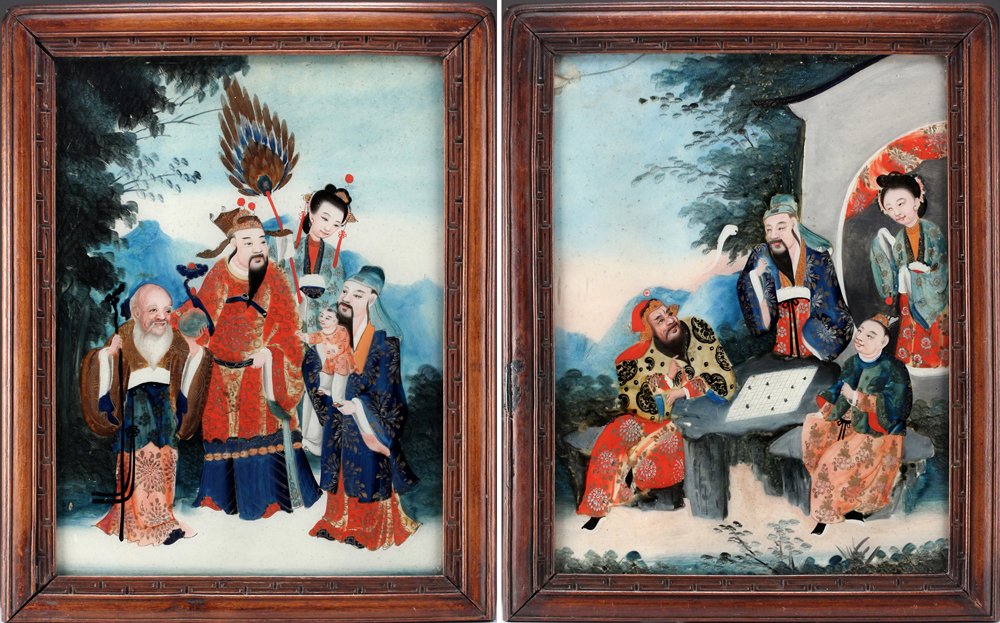 Pair of Chinese Qing Dynasty Reverse Paintings (1 of 10)