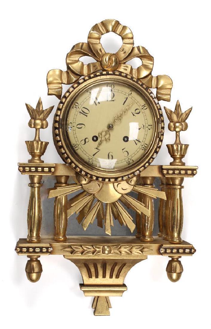 Swedish Gilt Carved Wood Wall Clock (1 of 9)