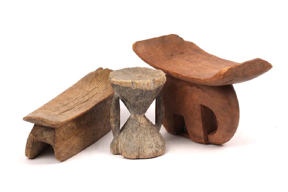 Collection of Three African Carved Wood Stools (1 of 13)