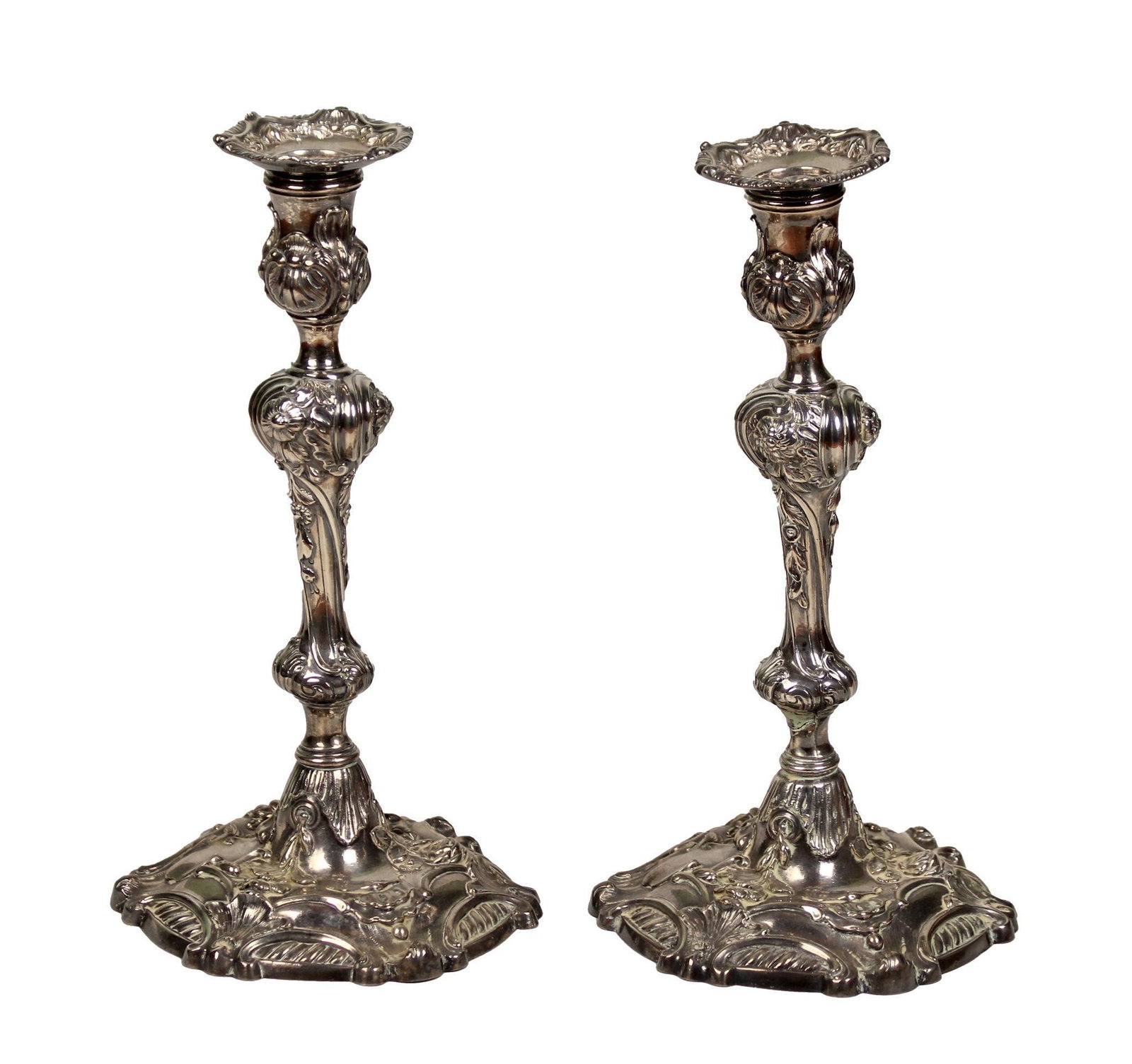 Pair of English 18th C. Silver Candlesticks (1 of 10)