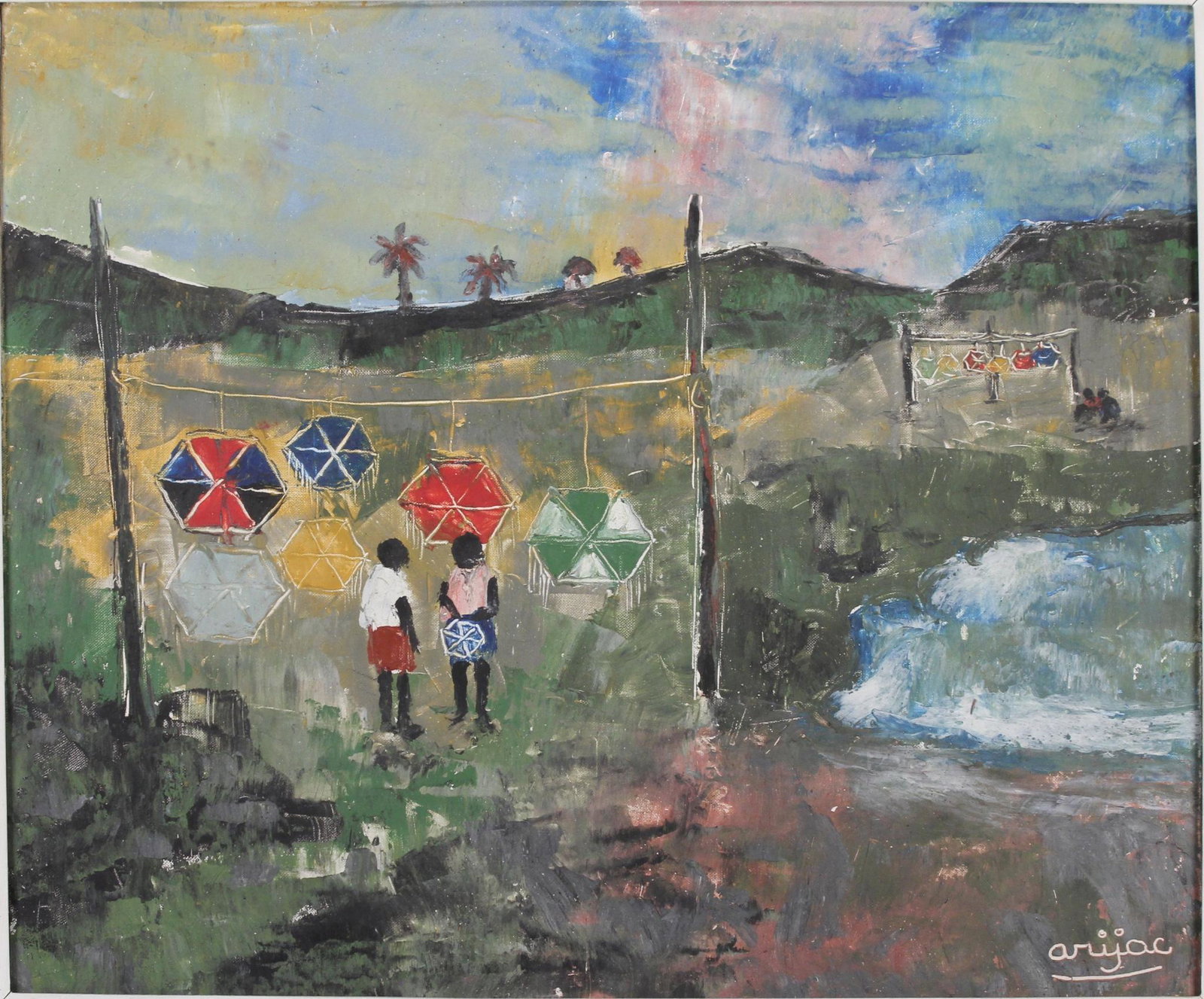 (Harry Jacques) Arijac ( (Haitian b. 1937) Oil on (1 of 6)