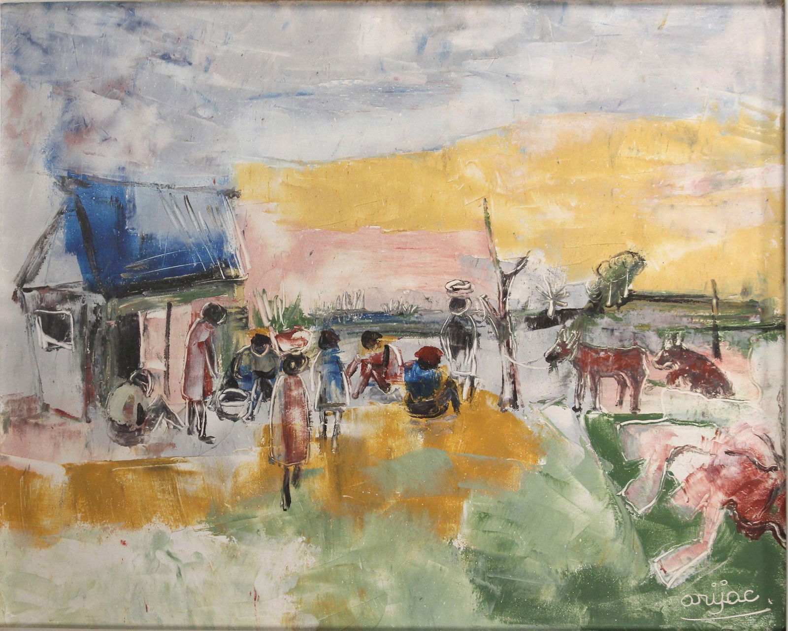 (Harry Jacques) Arijac ( (Haitian b. 1937) Oil on (1 of 7)