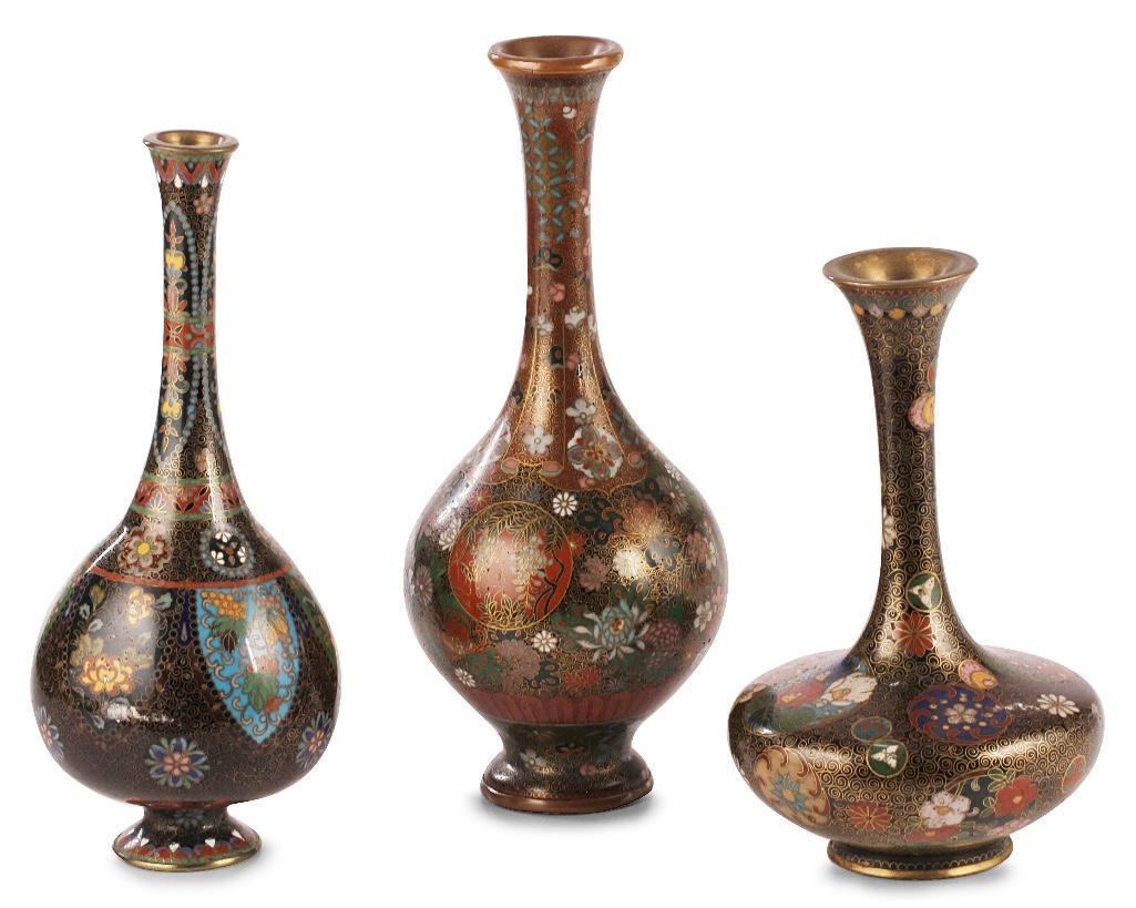 Three Small Japanese Meiji Period Cloisonne Vases (1 of 7)