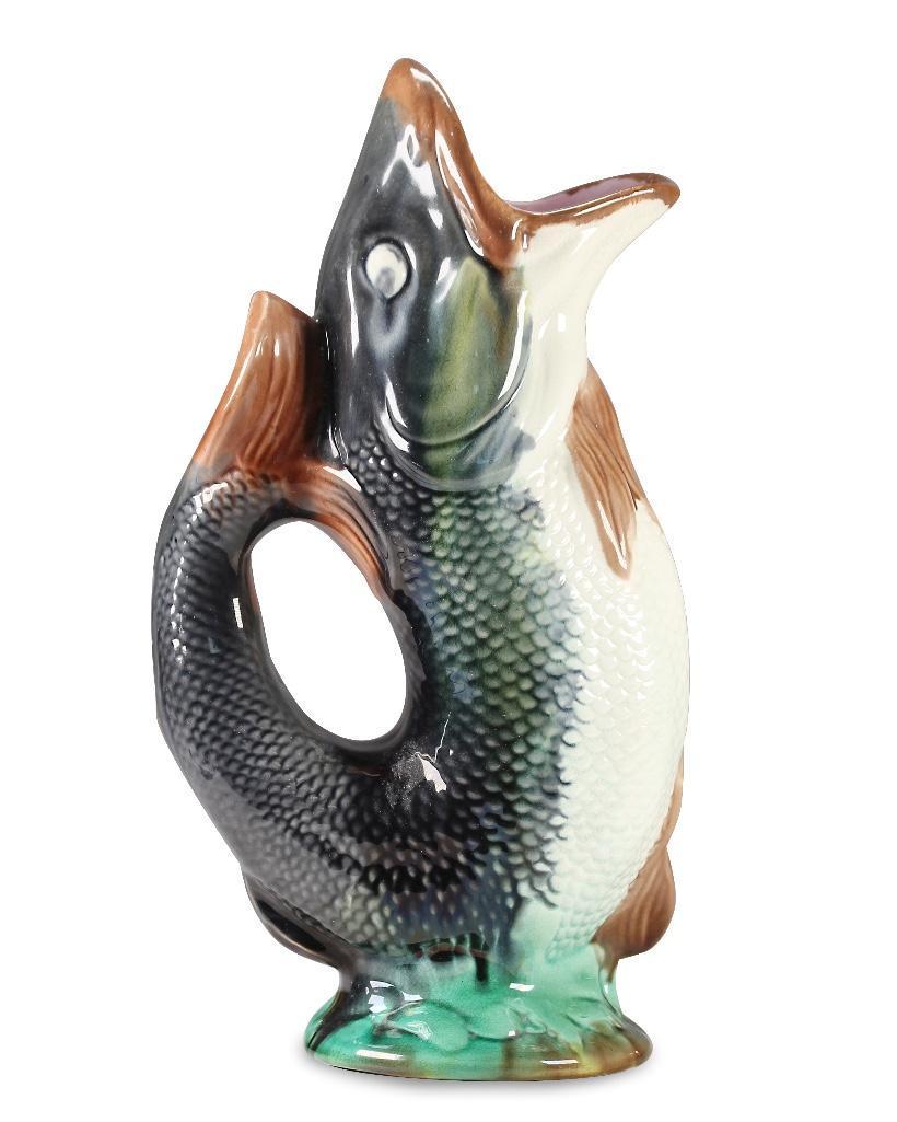 English 19th C. Majolica Fish Pitcher (1 of 4)