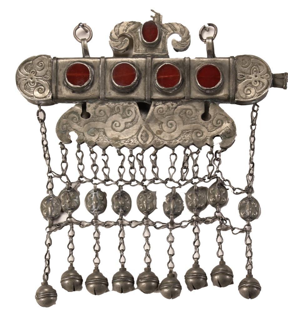 Turkmen Silver Metal Pendant with Bells (1 of 1)
