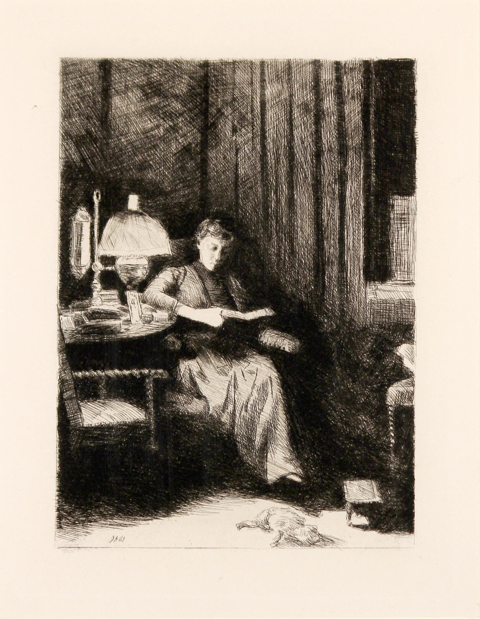 Julian Alden Weir N.A. (American 1852-1919) Drypoint an: Signed lower left. Sight: H: 6 3/4; W: 5 1/4 inches. Frame: H: 15 7/8; W: 12 5/8 inches. Prov: NYC Print Fair Condition: excellent Shipping weight: 3 lbs Biography from The Columbus Museum of Art, Geo