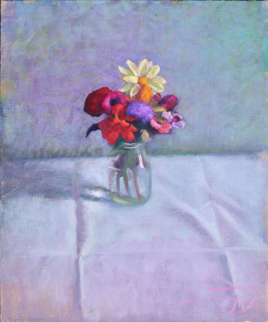 Illegibly Signed Oil on Canvas Floral Still Life (1 of 4)