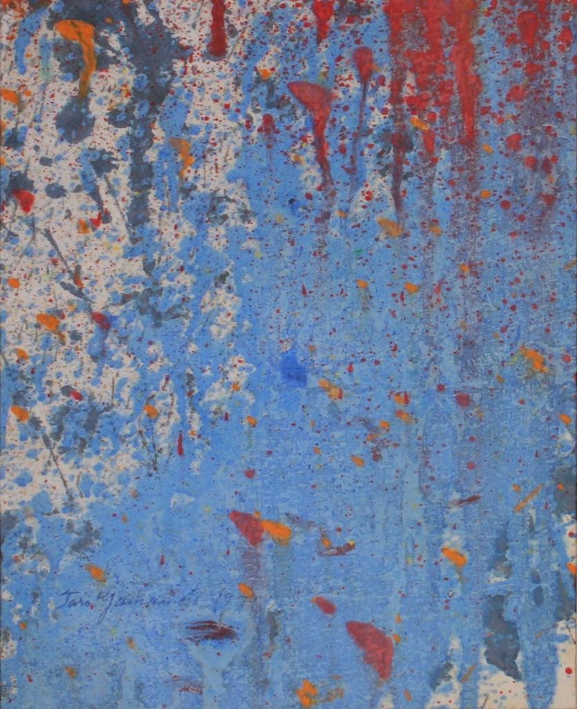 Taro Yamamoto (Japanese-American, 1919-1994), Three: Two sand grit textured watercolor on paper, one signed lower right; Taro '62 unmatted, 12 x 16 inches, the other signed lower right: Taro Yamamoto, 1972 in marker, matted 12 1/2 x